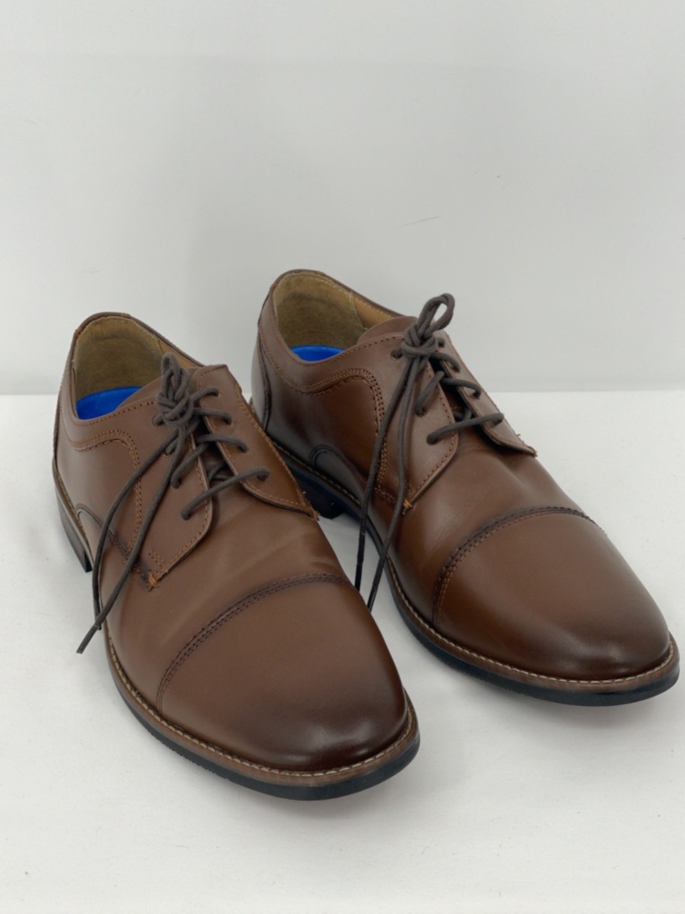NUNN BUSH SIZE 9.5W Men's Brown Leather Cap-Toe OXFORD Dress Shoes
